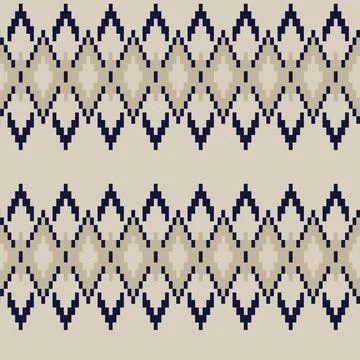 Neutral Colour Argyle Fair Isle Seamless Pattern Design Stock Illustration