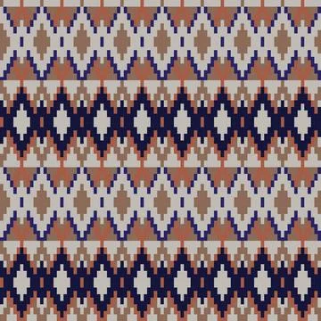 Neutral Colour Argyle Fair Isle Seamless Pattern Design Stock Illustration