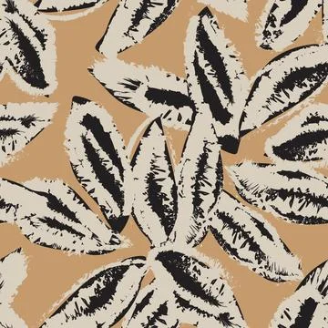 Neutral Colour Leaf Seamless Pattern Design 스톡 일러스트