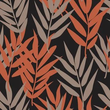 Neutral Colour Tropical Leaf Seamless Pattern Design Illustrazione stock