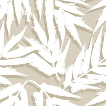 Neutral Colour Tropical Leaf Seamless Pattern Design Illustrazione stock