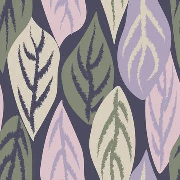 Neutral Colour Tropical Leaf Seamless Pattern Design Illustrazione stock