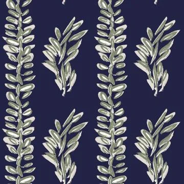 Neutral Colour Tropical Leaf Seamless Pattern Design Иллюстрация