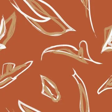 Neutral Colour Tropical Leaf Seamless Pattern Design Stock Illustration