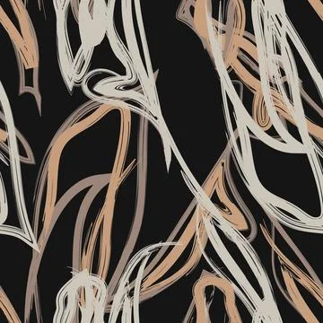 Neutral Colour Tropical Leaf Seamless Pattern Design Stock Illustration