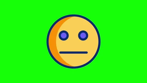Neutral emoji face animation loop with green screen background 库存影片 314109800