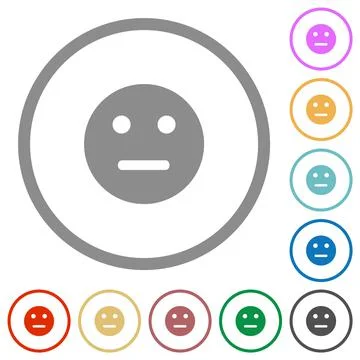 Neutral emoticon solid flat icons with outlines イラスト素材