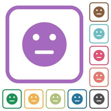 Neutral emoticon solid simple icons Illustrazione stock