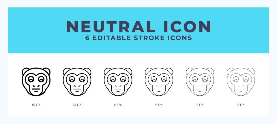 Neutral monkey line icon symbol. Logo. Icon vector illustration with editab.. Stock Illustration