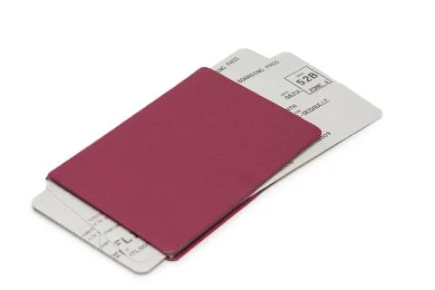 Neutral Passport with Tickets on white Stock Photos