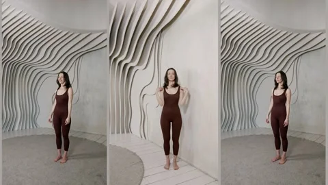 A neutral pose in the process of learning to pose, hands along the body  스톡 동영상 314648265