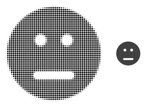 Neutral Smiley Halftone Dot Icon Stock Illustration