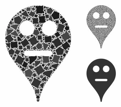 Neutral smiley map marker Composition Icon of Irregular Pieces Illustrazione stock