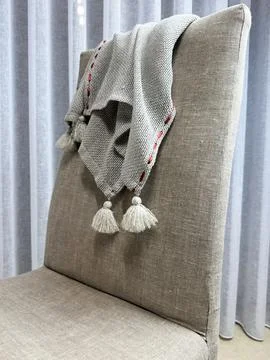 Neutral table runner textile decor at home Stock Photos