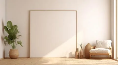 Neutral Tone Frame Mockup Minimal Room Иллюстрация