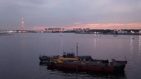 The Neva flows into the Baltic sea Video stock 133017077