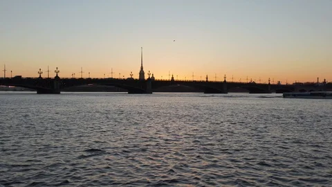 Neva river and The Peter and Paul Fortress Stock Footage 106935253