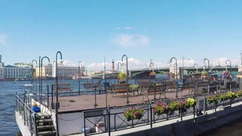 Neva river. Boat restaurant, St -Petersburg, Russia. Video stock 80441275