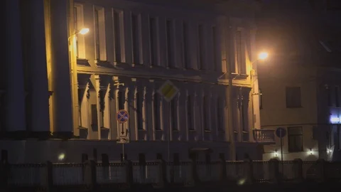 A Neva river surrounded by buildings of St. Petersburg at night Video stock 120135468