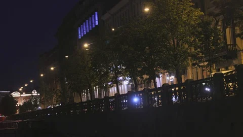 A Neva river surrounded by buildings of St. Petersburg at night Stock-Footage 120152286