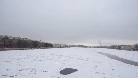 Neva river in winter Stock Footage 101281644