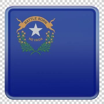 Nevada 3d illustration flag on pole. Wood flagpole Stock Illustration
