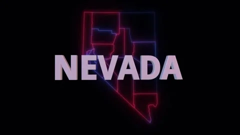 Nevada 3d name over red blue county map seamless loop Stock-Footage 343866291