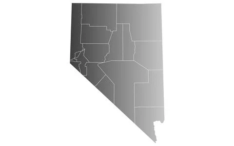Nevada administrative map. counties map of Nevada, blank Map, empty map of .. Stock Illustration