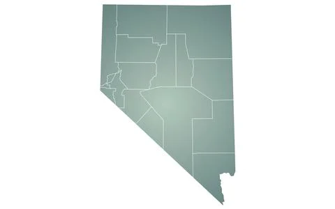Nevada administrative map. counties map of Nevada, blank Map, empty map of .. Stock Illustration