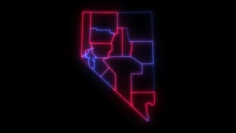 Nevada county map red blue election outline white background seamless loop Stock-Footage 343868790
