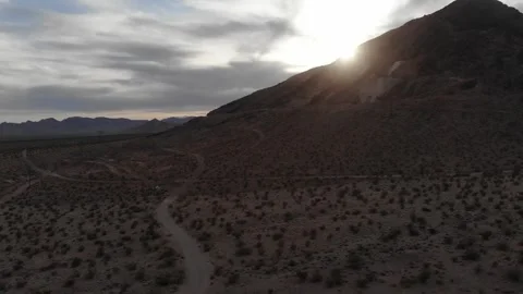 Nevada Drone Mountain Sun Set Stock Footage 312900203