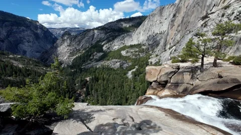 Nevada Fall Crest and Little Yosemite Valley Granite Geomorphology 4K Video stock 332134937