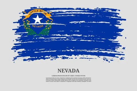 Nevada flag with brush stroke effect and information text poster, vector Illustrazione stock