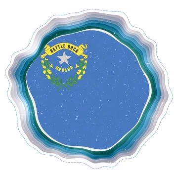 Nevada flag in frame. Badge of the us state. Layered circular sign around N.. Stock Illustration