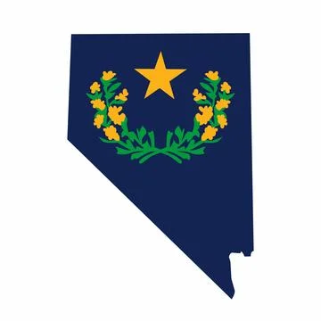 Nevada Flag Map Vector Illustration: The Geographical Shape of the State of Neva Stock Illustration
