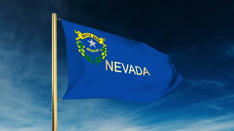 Nevada flag slider style with title. Waving in the wind with cloud background Stock Footage 48174755