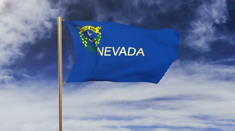 Nevada flag with title waving in the wind. Looping sun rises style.  Animation Stock-Footage 48177105