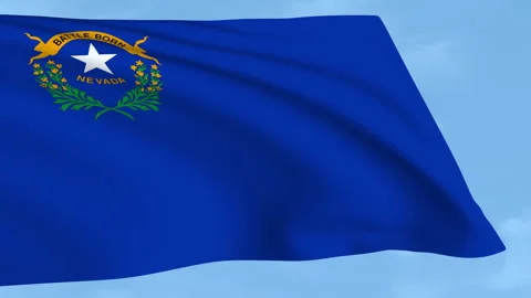 Nevada flag waving on a clear blue sky Stock Footage 323636248