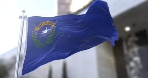 Nevada flag waving-seamless-loop-4k-60fps Stock Footage 345129965