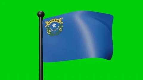 Nevada Flag Waving in Slow Motion on the green background. 3D Render Flag. .. Stock Footage 230912326