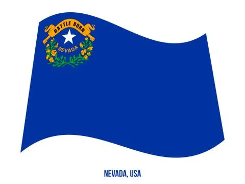 Nevada Flag Waving Vector Illustration on White Background. USA State Flag Illustrazione stock