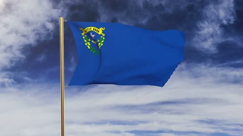 Nevada flag waving in the wind. Green screen, alpha matte. Loopable animation 스톡 동영상 48176769