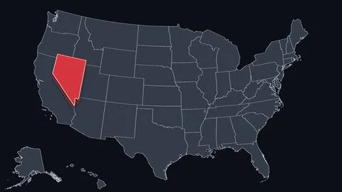 Nevada Highlighted Raised in 3D on US Election Map Neutral Teal Amber, Black Stock Illustration