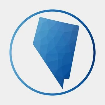 Nevada icon. Polygonal map of the us state in gradient ring. Round low poly.. Stock Illustration