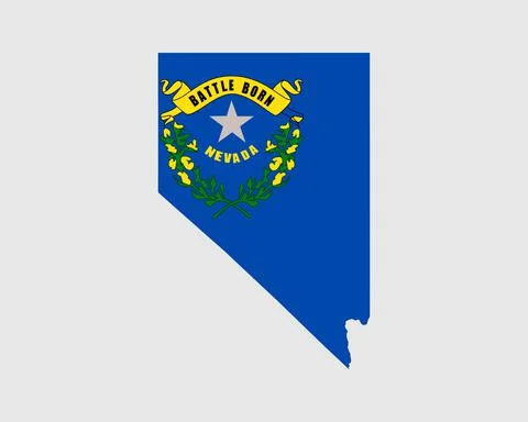 Nevada Map Flag. Map of NV, USA with the state flag Illustrazione stock
