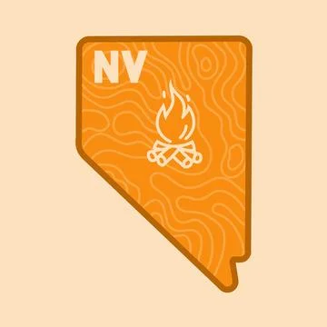 Nevada Map Outline with bonfire Stock Illustration
