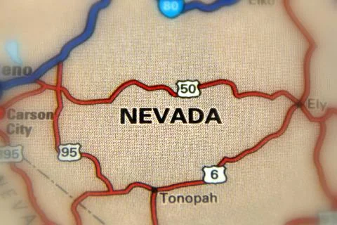 Nevada on a map Stock Photos
