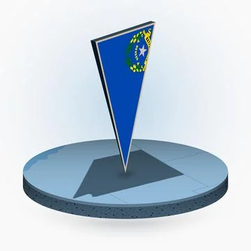 Nevada map in round isometric style with triangular 3D flag of US State Nevad Stock Illustration