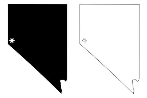 Nevada NV state Map USA with Capital City Star at Carson City. EPS Vector Stock Illustration