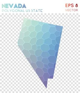 Nevada polygonal map, mosaic style us state. Authentic low poly style, mode.. Stock Photos